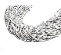 Jaipur Gems Mart Naturel 1 Strand 2-2,5 mm Howlite Facettes Perles Rondelle | Micro Perles facettées pour la Prise de Bijoux | 13" Strand | Semi Precious Pierres précieuses Perles | Qualité AAA