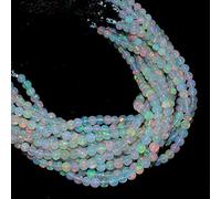 Jaipur Gems Mart Perles Rondes Lisses Rondes de 5 mm de Pierres précieuses de feu d'opale de Welo d'Éthiopie Naturelle AAA + | 8 Pouces Strand | Opale éthiopienne Semi-précieuse Perles d'opale Welo