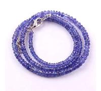 Jaipur Gems Mart Pierres précieuses Naturelles AAA Tanzanite 3.5-5.5MM Perles rondelles facettées 16 "Pouces Collier Fini Couleur Bleue à Brin Complet | Collier de Perles Semi-précieuses Tanzanite