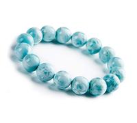 Jaipur Gems Mart Sky AAA Naturel Larimar Bracelet Extensible Bracelet | 7-7,5? Longueur Larimar Bracelet Pierres précieuses | Bracelet Unisexe | 10mm Forme Ronde Perles | Bracelet Hommes Perles