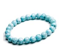 Jaipur Gems Mart Sky AAA Naturel Larimar Bracelet Extensible Bracelet | 7-7,5? Longueur Larimar Bracelet Pierres précieuses | Bracelet Unisexe | 6 mm Perles Forme Ronde | Hommes Perles Bracelet
