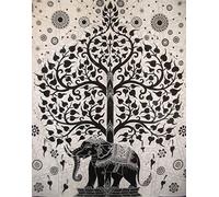 Jaipur Grand arbre de vie Tapisserie, éléphant indien Décoration murale à suspendre