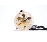 Jais Rose Pendentif en forme de cube de métatron Merkaba 7 chakras avec cristaux et orgonite 5,1 cm environ réglable (quartz rose)