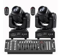 JAJALUYA 100W Jeux de Lumiere DJ - Lyre LED RGBW DMX Gobo Beam - Lumière de Scène Avec Console 192 Canaux - Pack DE 2
