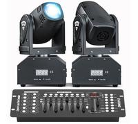 JAJALUYA 100W Lumière de Scène - Pack DE 2 Lyre LED RGBW DMX Gobo Beam - Jeux de Lumiere DJ Avec Console 192 Canaux