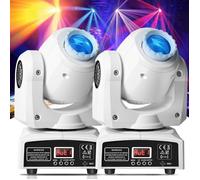 JAJALUYA 100W Lumières de Scène - Lyre LED RGBW Gobo Couleurs Beam DMX - Éclairage de Scène pour Disco Mariage Pack de 2 Blanc