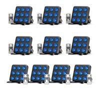 JAJALUYA 10PCS 180W 9 LED RGBW Jeux de Lumière DJ - Lumière de Scène avec Télécommande, Par LED avec Stroboscope & Son