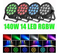 JAJALUYA 140W 14 LED RGBW Lumière de Scène - Jeux de Lumière DJ - Par LED Avec Stroboscope & Son Pour Disco Fête PACK DE 4