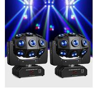 JAJALUYA 180W Lumière de Scène Beam Rotation - Lyre LED RGBW 4 en 1 - Jeux de Lumiere DJ Avec Contrôle Vocale Pack de 2