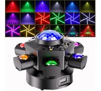 JAJALUYA 180W Lyre LED RGBW - Jeux de Lumiere DJ Rotation 7 RGBW LED + Laser Gypsophile Rouge & Vert + 4 Stroboscopes Lumière