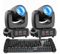 JAJALUYA 200W DJ Lyre LED - 18 Prisme Gobos Beam DMX Jeux de Lumiere - Lumière de Scène Pack De 2 Avec Console 384 Canaux
