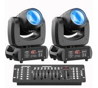 JAJALUYA 200W DJ Lyre LED - 18 Prisme Gobos Beam DMX Jeux de Lumiere - Lumière de Scène Pack De 2 Avec Console 192 Canaux