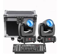 JAJALUYA 200W DJ Lyre LED - 18 Prisme Gobos Beam DMX Jeux de Lumiere - Pack De 2 Avec Console 192 Canaux & Flightcase