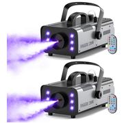 JAJALUYA 2PCS 1200W Machine à Fumée avec 6 LED RGB Lumière Contrôlables Couleur avec Télécommande Réservoir 1L pour Mariage Fête