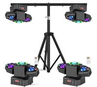 JAJALUYA 2PCS 140W Lyre LED RGBW Rotation 2 Bras - Beam Laser Magic Ball Bande RGB Stroboscopique avec Télécommande et Trépied
