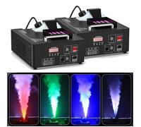 JAJALUYA 2PCS 2000W Machine à Fumée 24 LED RGB DMX avec Télécommande - Peut Pulvériser à L'envers pour Disco DJ Fête Mariage Club