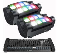 JAJALUYA 2PCS 60W Lyre LED Disco Lumière d'araignée DMX RGBW 4 en 1 Contrôle Vocal Jeux de Lumière DJ Avec Console 384 Canaux