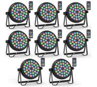 JAJALUYA 36W Jeux de Lumière - 36 Par LED RGB Lumière de Scène DMX Avec Télécommande - Pour DJ Disco Fête - PACK DE 8