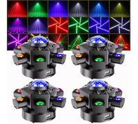 JAJALUYA 4PCS 180W Lyre LED RGBW, Jeux de Lumiere DJ Rotation 7RGBW LED+Laser Gypsophile Rouge & Vert+4 Stroboscopes Lumière