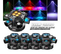 JAJALUYA 4PCS 200W Jeux de lumiere - DJ Lyre LED Lumière de Scène 10 RGBW LED + Laser LED Gypsophile Rouge et Vert pour DJ Disco