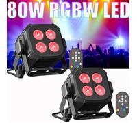 JAJALUYA 80W 4 en 1 Lumière de Scène RGBW LED - Jeux de Lumière DJ Avec Télécommande - Par LED Pour DJ Disco Fête PACK DE 2