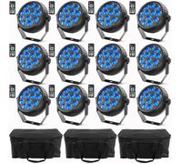 JAJALUYA Jeux de Lumiere DJ Sans Fil 12 RGBW LED, 12PCS 2200mAh Par LED Batterie Rechargeable avec 3 Sac, 72W Lumière de Scène