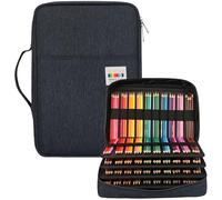 JAKAGO 304 Slots Trousse Crayons,4 Compartiments Trousse Crayon de Couleur Grande Capacité Pochette Sac Porte-Stylo pour Le Rangement de Feutres Crayons Aquarelle Gomme (Blue)