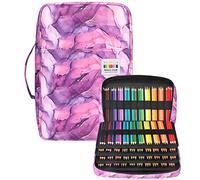 JAKAGO 304 Slots Trousse Crayons,4 Compartiments Trousse Crayon de Couleur Grande Capacité Pochette Sac Porte-Stylo pour Le Rangement de Feutres Crayons Aquarelle Gomme (Marble Purple)