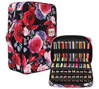 JAKAGO 304 Slots Trousse Crayons,4 Compartiments Trousse Crayon de Couleur Grande Capacité Pochette Sac Porte-Stylo pour Le Rangement de Feutres Crayons Aquarelle Gomme (RDRose)