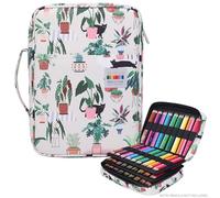 JAKAGO Trousse à Crayons de Couleur à 220 emplacements de Grande capacité pour Artiste Peintre avec Fermeture éclair - Sac de Rangement pour marqueurs, surligneurs, Fournitures de Voyage, Chat Plante