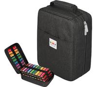 JAKAGO Trousse à crayons de couleur à 274 emplacements de grande capacité pour artiste, peintre, fermeture éclair, sac de rangement pour marqueurs, surligneurs, fournitures de voyage (noir)