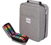 JAKAGO Trousse à crayons de couleur à 274 emplacements de grande capacité pour artiste, peintre, fermeture éclair, sac de rangement pour marqueurs, surligneurs, fournitures de voyage (gris)