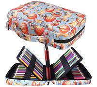 JAKAGO Trousse Crayon de Couleur 220 Grande Trousse Scolaire avec Poignée Solide,Portable étanche Sac a Crayon Idéal pour Excellent Cadeau Femme/Homme/étudiant/Artiste (Pumpkin)
