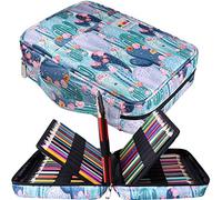 JAKAGO Trousse Crayon de Couleur 220 Grande Trousse Scolaire avec Poignée Solide,Portable étanche Sac a Crayon Idéal pour Excellent Cadeau Femme/Homme/étudiant/Artiste (Cactus)