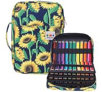 JAKAGO Trousse de Rangement 304 Crayons (100 Emplacements) 4 Compartiments Trousse Grande Capacité avec Poche & Poignée pour Le Rangement de Feutres Crayons Aquarelle Gomme
