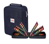 JAKAGO Trousse de Rangement Grande Capacité avec 90 Poches Élastiques - pour Jusqu'à 270 Crayons, Crayons de Couleur ou Stylos Gel - Idéal pour Les Artistes (Bleu)