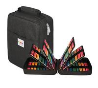 JAKAGO Trousse de Rangement Grande Capacité avec 90 Poches Élastiques - pour Jusqu'à 270 Crayons, Crayons de Couleur ou Stylos Gel - Idéal pour Les Artistes (Noir)