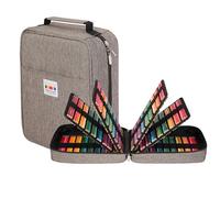 JAKAGO Trousse de Rangement Grande Capacité avec 90 Poches Élastiques - pour Jusqu'à 270 Crayons, Crayons de Couleur ou Stylos Gel - Idéal pour Les Artistes (Gris)