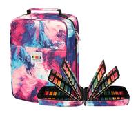 JAKAGO Trousse de Rangement Grande Capacité avec 90 Poches Élastiques - pour Jusqu'à 270 Crayons, Crayons de Couleur ou Stylos Gel - Idéal pour Les Artistes (Fireworks)