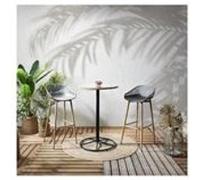 JAKARTA - Ensemble Table Haute + 2 Tabourets PP Gris -