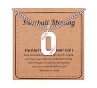 Jakayla Collier avec pendentif en forme de lettre de A à Z personnalisable avec carte inspirante pour les adolescents qui aiment le baseball, Grand, Argent, Pas de pierre précieuse