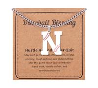 Jakayla Collier avec pendentif en forme de lettre de A à Z personnalisable avec carte inspirante pour les adolescents qui aiment le baseball, Grand, Argent, Pas de pierre précieuse