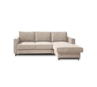 Jake - canapé d'angle convertible - avec coffre - 4 places - en velours côtelé - Droit - Beige