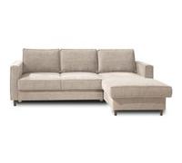 Jake - canapé d'angle convertible - avec coffre - 4 places - en velours côtelé - Droit - Beige