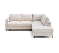 Jake - canapé d'angle droit 5 places convertible en tissu velours relief - Beige