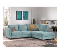 Jake - canapé d'angle droit - convertible - 5 places - en velours côtelé - Bleu