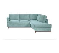 Jake - canapé d'angle droit - convertible - 5 places - en velours côtelé - Bleu Bleu