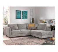 Jake - canapé d'angle droit - convertible - 5 places - en velours côtelé - Gris clair