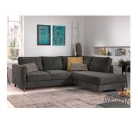 Lisa Design - Canapé d'angle Convertible - Angle Droit - Jake en Velours Côtelé - Canapé Lit - Sofa Gris Foncé 5 Places - Salon