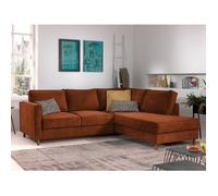 Jake - canapé d'angle droit - convertible - 5 places - en velours côtelé - Rouille